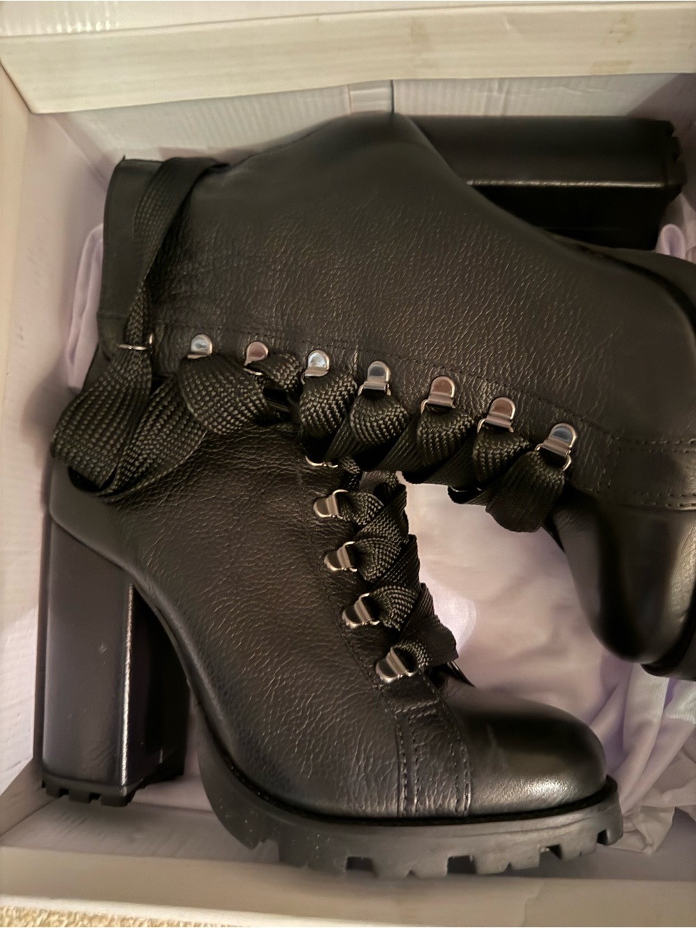 Black Lace-Up Chunky Heel Ankle Boots - Classic Women's Lace Up Boots